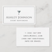 Event Bartender Cocktail Mixologist Classic White Visitekaartje (Voorkant / Achterkant)