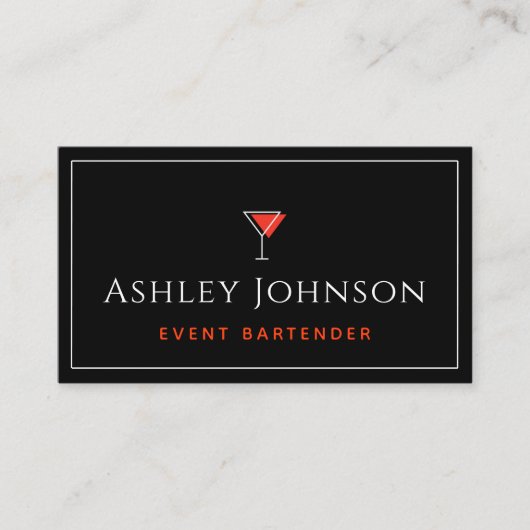 Event Bartender Cocktail Mixoloog Red & Black Visitekaartje (Voorkant)