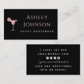 Event Bartender Glamoureuze Cocktail Drink Zwart Visitekaartje (Voorkant / Achterkant)