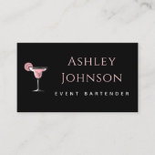 Event Bartender Glamoureuze Cocktail Drink Zwart Visitekaartje (Voorkant)