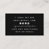 Event Bartender Server Eenvoudige minimale sociale Visitekaartje (Achterkant)