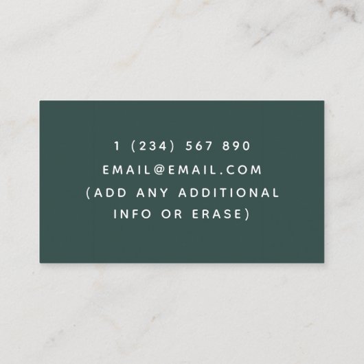 Event Bartender Sommelier Mixologist Green & Gold Visitekaartje (Achterkant)