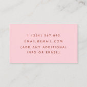 Event Bartender Sommelier Mixologist Pink & Grey Visitekaartje (Achterkant)