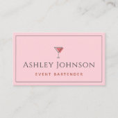 Event Bartender Sommelier Mixologist Pink & Grey Visitekaartje (Voorkant)