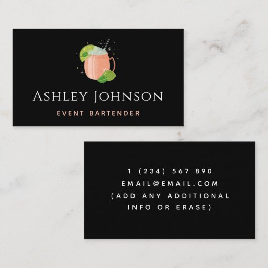Event Bartender Tropical Limoen Citrus Cocktail Co Visitekaartje (Voorkant / Achterkant)