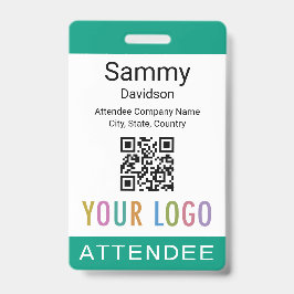 Event Bezoekersbadge QR-code Logo Smaragdgroen Badge