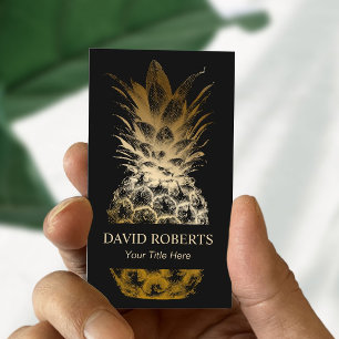 Event Catering Modern Black & Gold Pineappel Visitekaartje