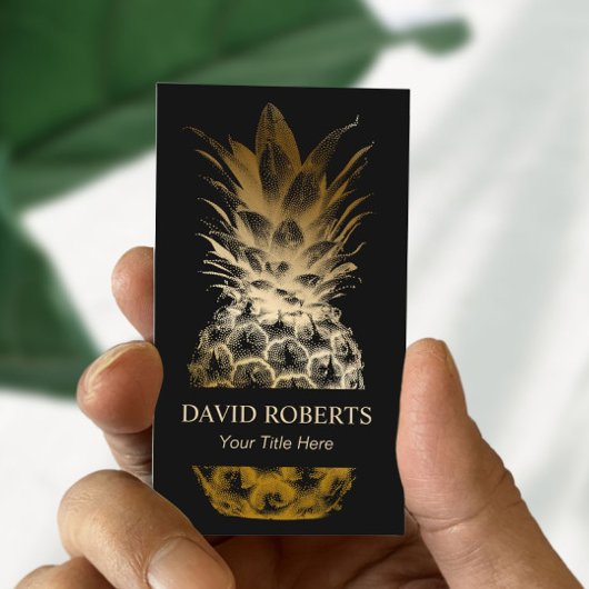 Event Catering Modern Black & Gold Pineappel Visitekaartje
