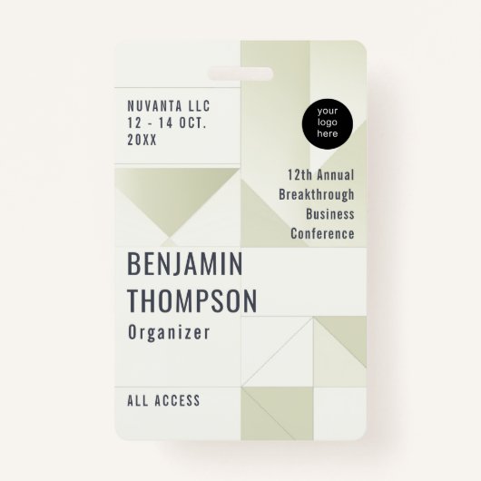 Event Conference Business Corporate Green ID Naam Badge (Voorkant)