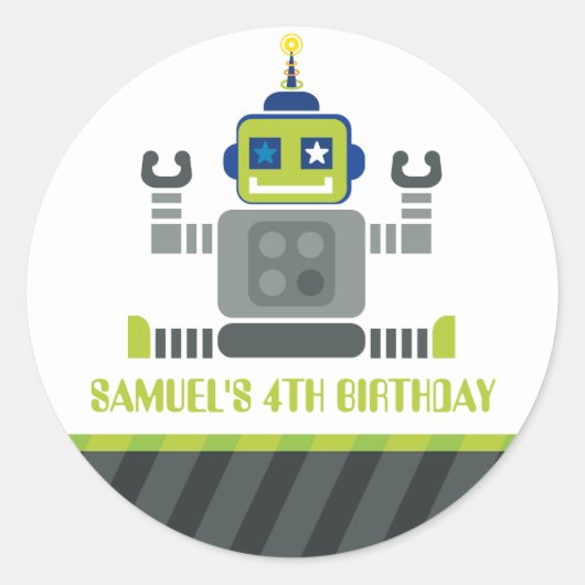 EVENT DECORATIEVE STICKER:: robot 1 Ronde Sticker (Voorkant)