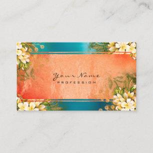 Event Floral Mint Green Coral Blue Roos Gold Visitekaartje
