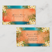 Event Floral Mint Green Coral Blue Roos Gold Visitekaartje (Voorkant / Achterkant)