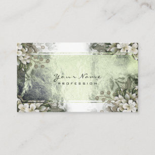 Event Floral Mint Green Gold White Gold Metallic Visitekaartje