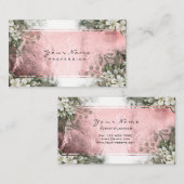 Event Floral Mint Green Roze White Gold Visitekaartje (Voorkant / Achterkant)