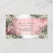 Event Floral Mint Green Roze White Gold Visitekaartje (Achterkant)