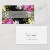 Event Floral Red Roses roze Green Gold Black Visitekaartje (Voorkant / Achterkant)