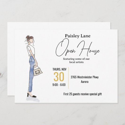 Event Invitation for open house or other Kaart (Voorkant / Achterkant)