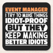 Event Manager Ik probeer dingen grappig te zeggen Kartonnen Onderzetters (Voorkant)
