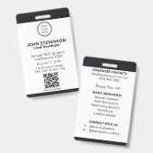 Event Medewerker ID Logo QR Code Zwarte Badge (Voor- en achterkant)