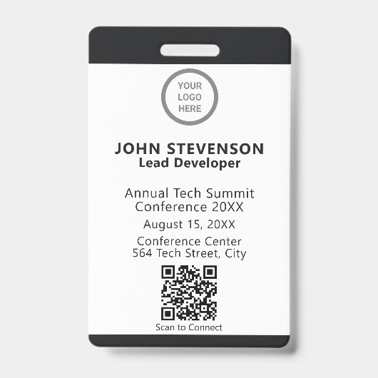 Event Medewerker ID Logo QR Code Zwarte Badge (Voorzijde)