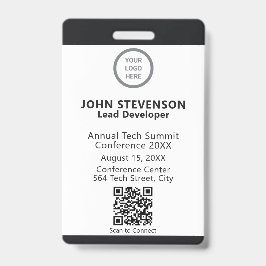 Event Medewerker ID Logo QR Code Zwarte Badge