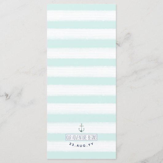 Event Mint & White Striped ⚓Nautische Knoop Trouwe Menu (Achterkant)