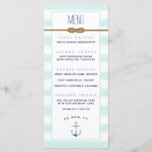Event Mint & White Striped ⚓Nautische Knoop Trouwe Menu (Voorkant)