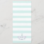 Event Mint & Witte Gestreepte ⚓Nautische Knoop Tro Menu (Achterkant)