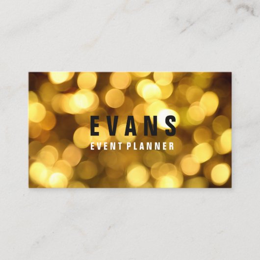 Event Modern Yellow Stippen Confetti Sparkly Light Visitekaartje (Voorkant)