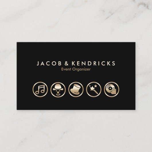 Event Organizer Gold Icons Visitekaartje (Voorkant)