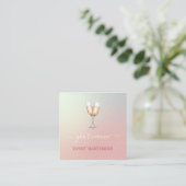 Event Party Bartender Champagne Glas Roze Ombre Vierkante Visitekaartje (Staand voorkant)