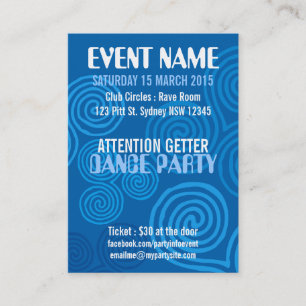 EVENT PARTY Blue Swirls Mini Flyers Visitekaartje