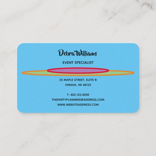 Event & Party Planning, Bright Creative, Fun Visitekaartje (Achterkant)