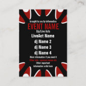 EVENT PARTY Red White Black Mini Flyers Visitekaartje (Achterkant)