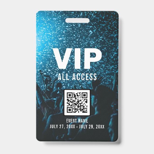 Event Photo VIP All Access Pass QR Code ID Badge (Voorzijde)