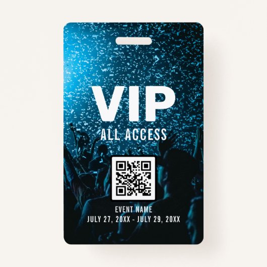 Event Photo VIP All Access Pass QR Code ID Badge (Voorkant)