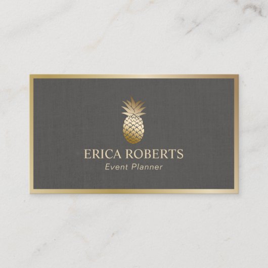 Event Planner Ananas Modern Folie Goud Lijst Visitekaartje (Voorkant)