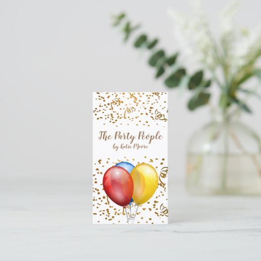 Event Planner Balloons Confetti Visitekaartje (Staand voorkant)