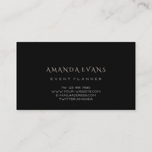 Event Planner Black Framed Golden Spark Sepia Visitekaartje (Achterkant)