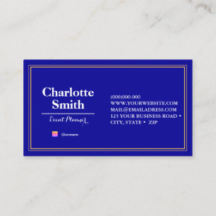 Event Planner Blue Repeat Pattern Business Card Visitekaartje