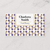 Event Planner Blue Repeat Pattern Business Card Visitekaartje (Voorkant)