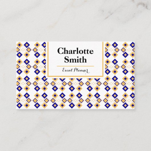 Event Planner Blue Repeat Pattern Business Card Visitekaartje (Voorkant)