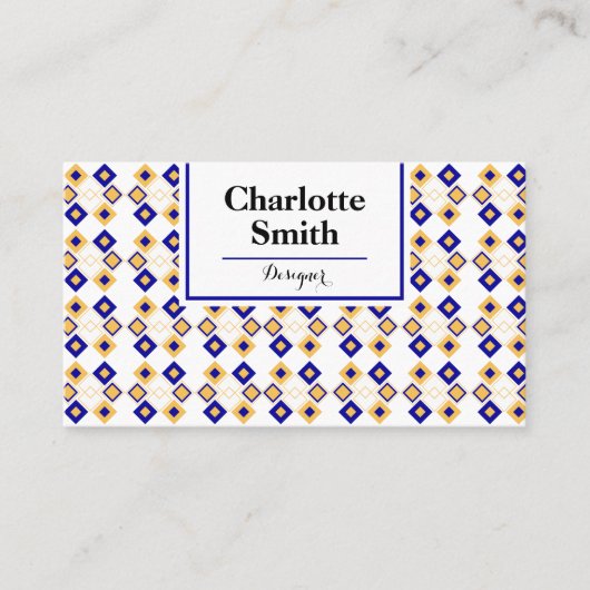 Event Planner Blue Repeat Pattern Business Card Visitekaartje (Voorkant)