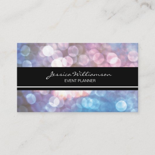 Event Planner bokeh, sparkle, trendy Visitekaartje (Voorkant)