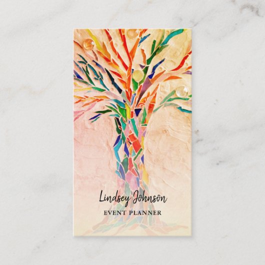 Event Planner Colorful QR Code Beige Visitekaartje (Voorkant)