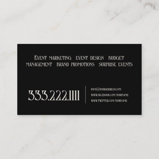 Event Planner Creative Director Party Service Visitekaartje (Achterkant)