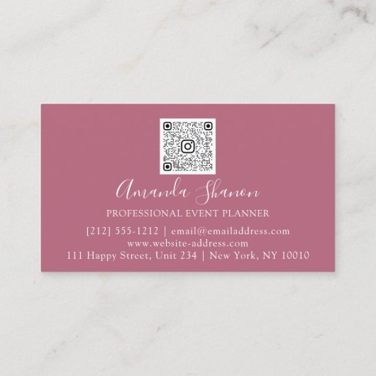 Event Planner Drift Rozen QR Code Logo Floral Visitekaartje (Achterkant)
