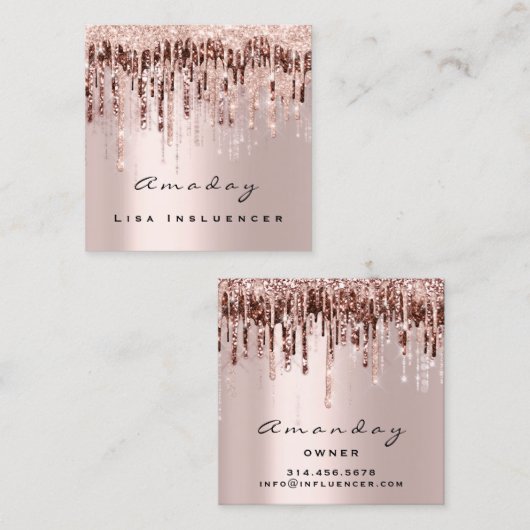 Event Planner Drip Social Media Roos Makeup Vierkante Visitekaartje (Voorkant / Achterkant)