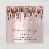 Event Planner Drip Social Media Roos Makeup Vierkante Visitekaartje (Achterkant)