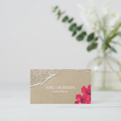 Event Planner Elegant Beach Hibiscus Red Floral Visitekaartje (Staand voorkant)